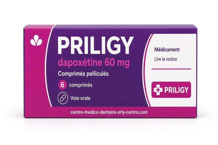 Boîte de Priligy 60 mg dapoxétine comprimés