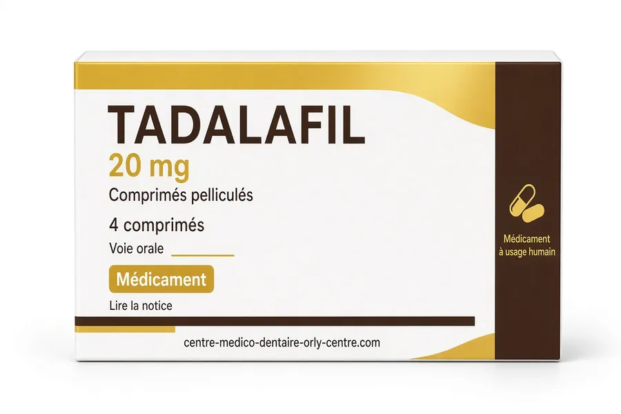Boîte de Tadalafil 20 mg comprimés pelliculés génériques